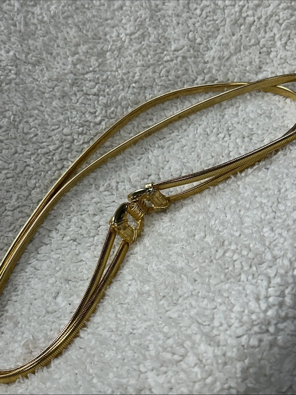 Vintage Stretch Gold-tone Double Snake Chain Belt, Metal Hook & Eye Closure EUC!